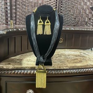 Sassy Jones Long Necklace and earrings-Black